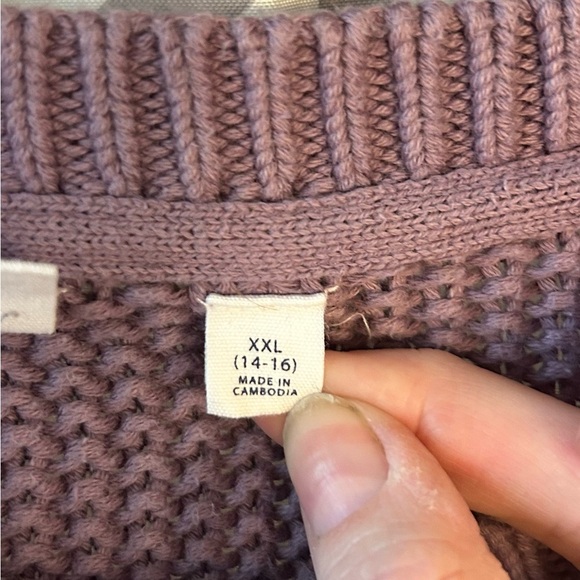 GAP kids Purple Crew Neck Sweater with Textured Knit - Picture 3 of 3
